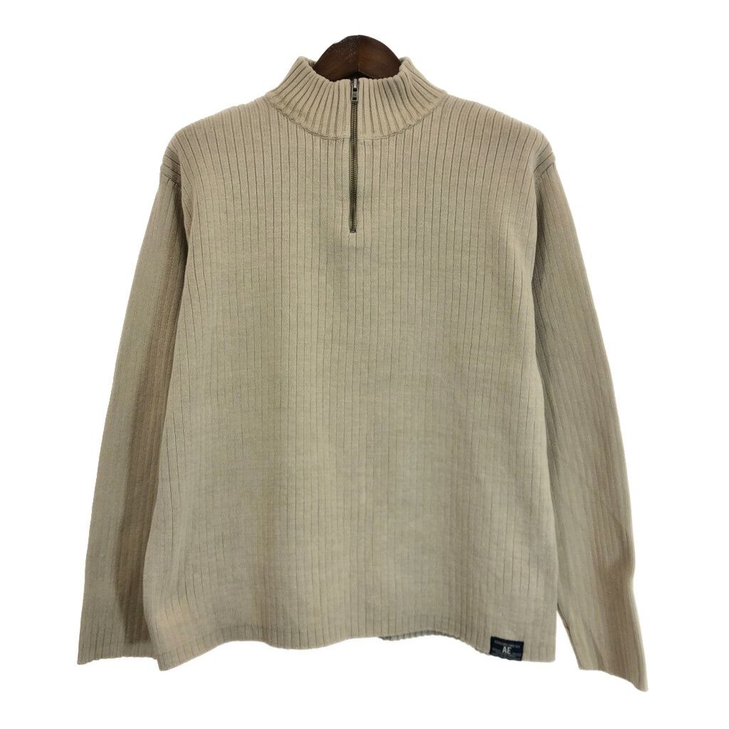 American Eagle アメリカンイーグル ハーフジップ コットン ニット セーター ベージュ (メンズ XL) 中古 古着 T0749