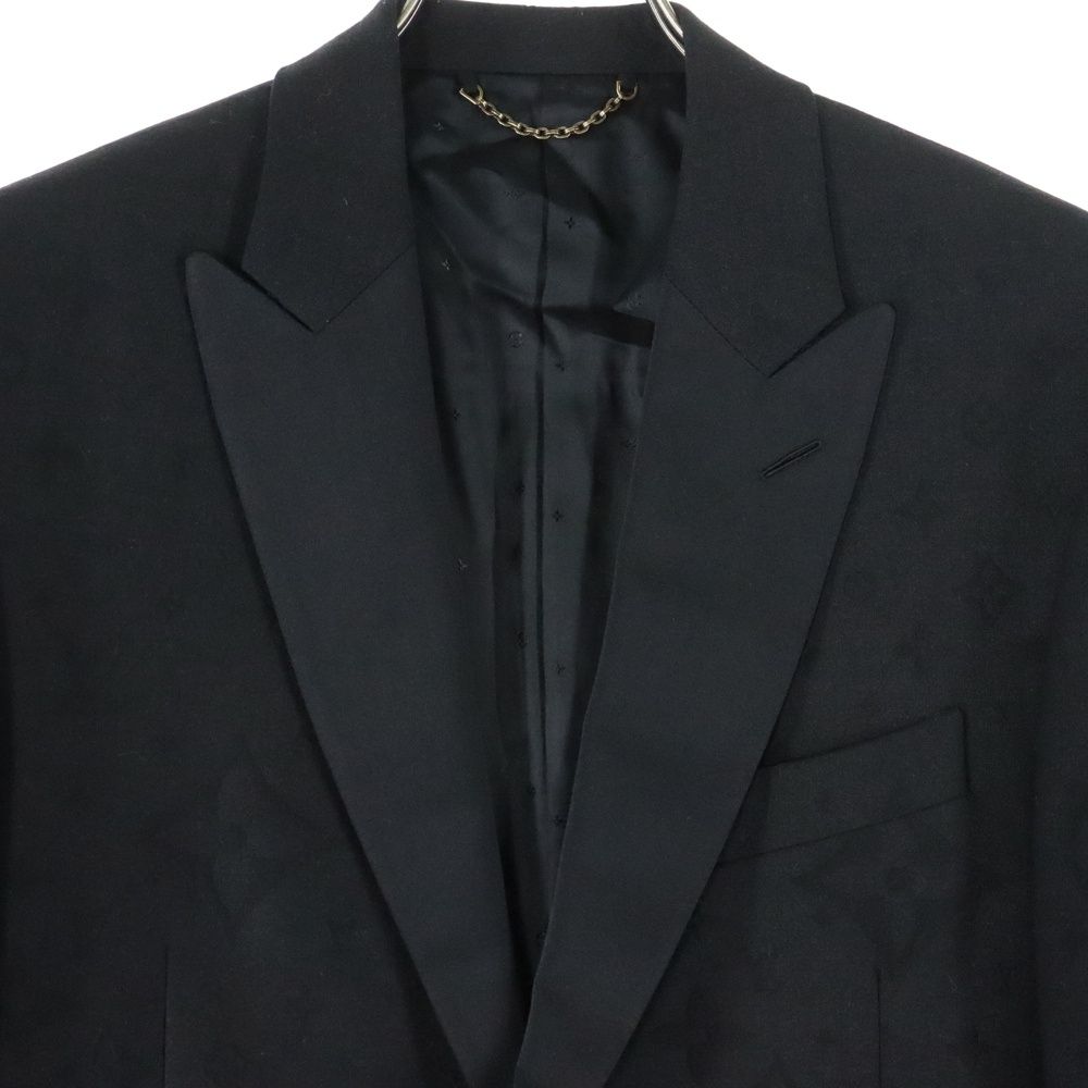 LOUIS VUITTON ルイヴィトン 19AW モノグラム総柄 ピークドラペル テーラードジャケット ブレザー ブラック RM192F OSN HHFJ4E KANDAIZUMI_COM