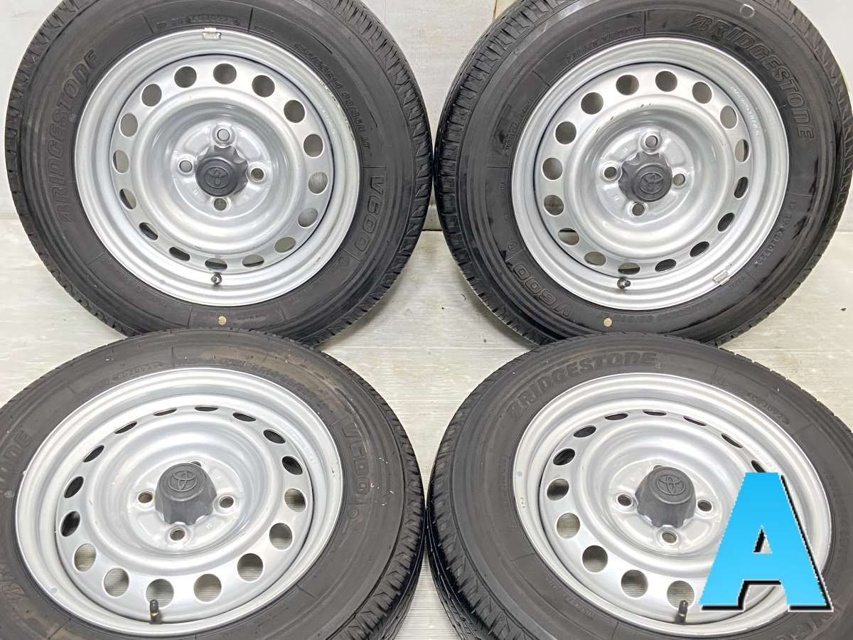 155/80R14 88/86 LT nブリヂストン V600 nトヨタ純正  n14x5.0  100-4穴 n中古タイヤ サマータイヤ ホイールセット 4本セットn s14240325006