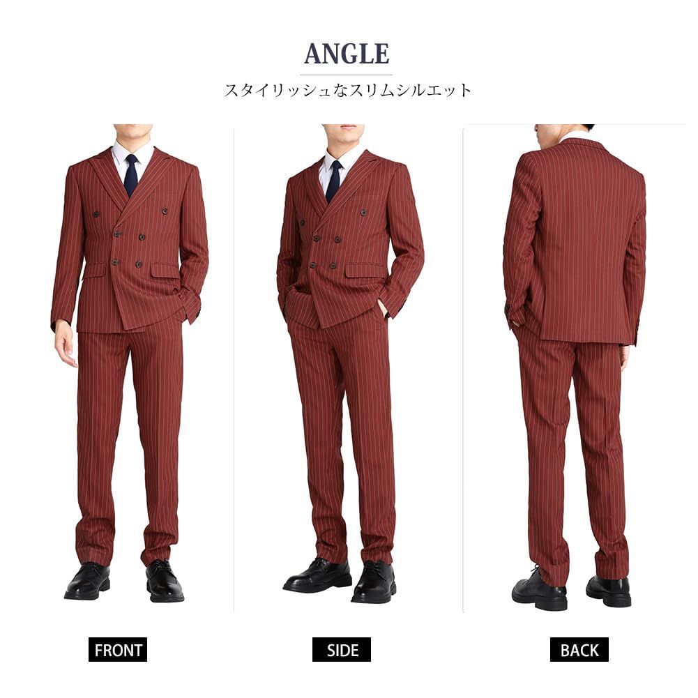 メンズ スーツ 2点セット ダブルブレスト 二つボタン ジャケット 上下