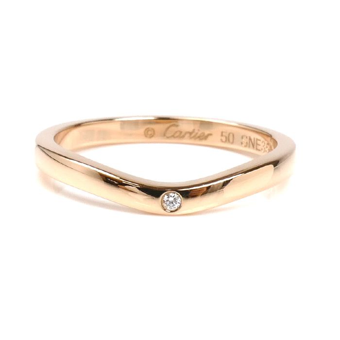 28/美品 カルティエ K18PG バレリーナ カーブ 3Pダイヤ リング 指輪 Cartier - 【19-3】【CARTIER】バレリーナカーブウェディング3P