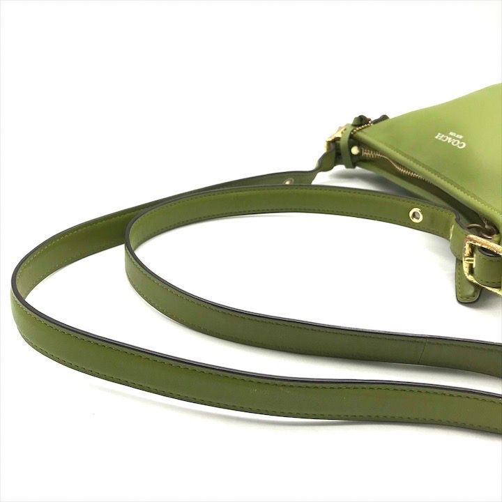 良品 COACH コーチ フリンジ タッセル レザー ショルダー バッグ グリーン k1826 良品 COACH コーチ フリンジ タッセル レザー ショルダー バッグ