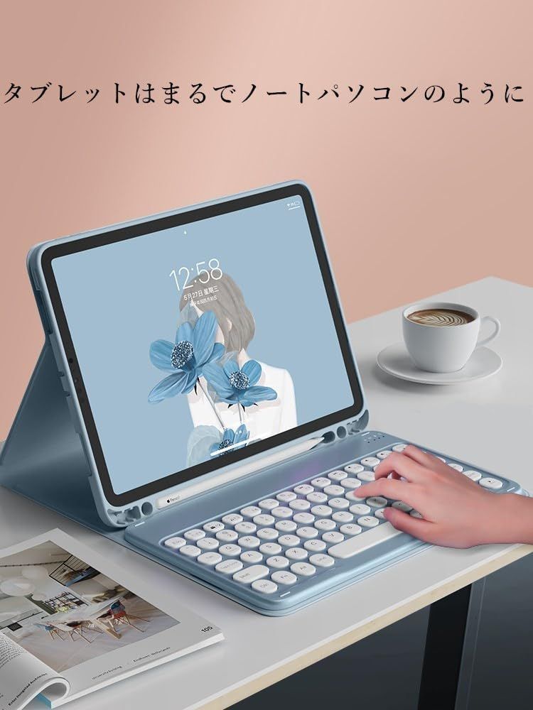 数量限定】Galaxy Tab S6 Lite キーボード ケース 丸型キー 可愛い