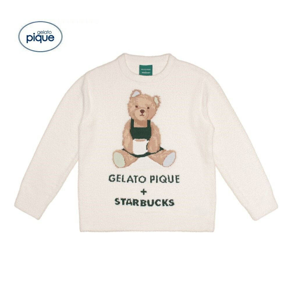 【早い者勝ち】　スターバックス　ジェラピケ　パウダーベアジャガードプルオーバー 新品】【オフホワイト】gelato pique STARBUCKS パウダーベア
