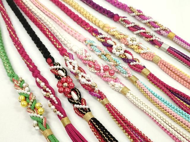 平和屋着物●和装小物 振袖用飾り付き帯締め１０本セット パール 花 金銀糸 CAAX8208ju