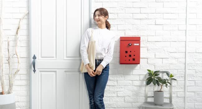 カバポスト Cabapost ポスト 郵便ポスト 壁掛け 鍵付き 簡易ロック 大型 ポスト郵便受け おしゃれ A4 赤