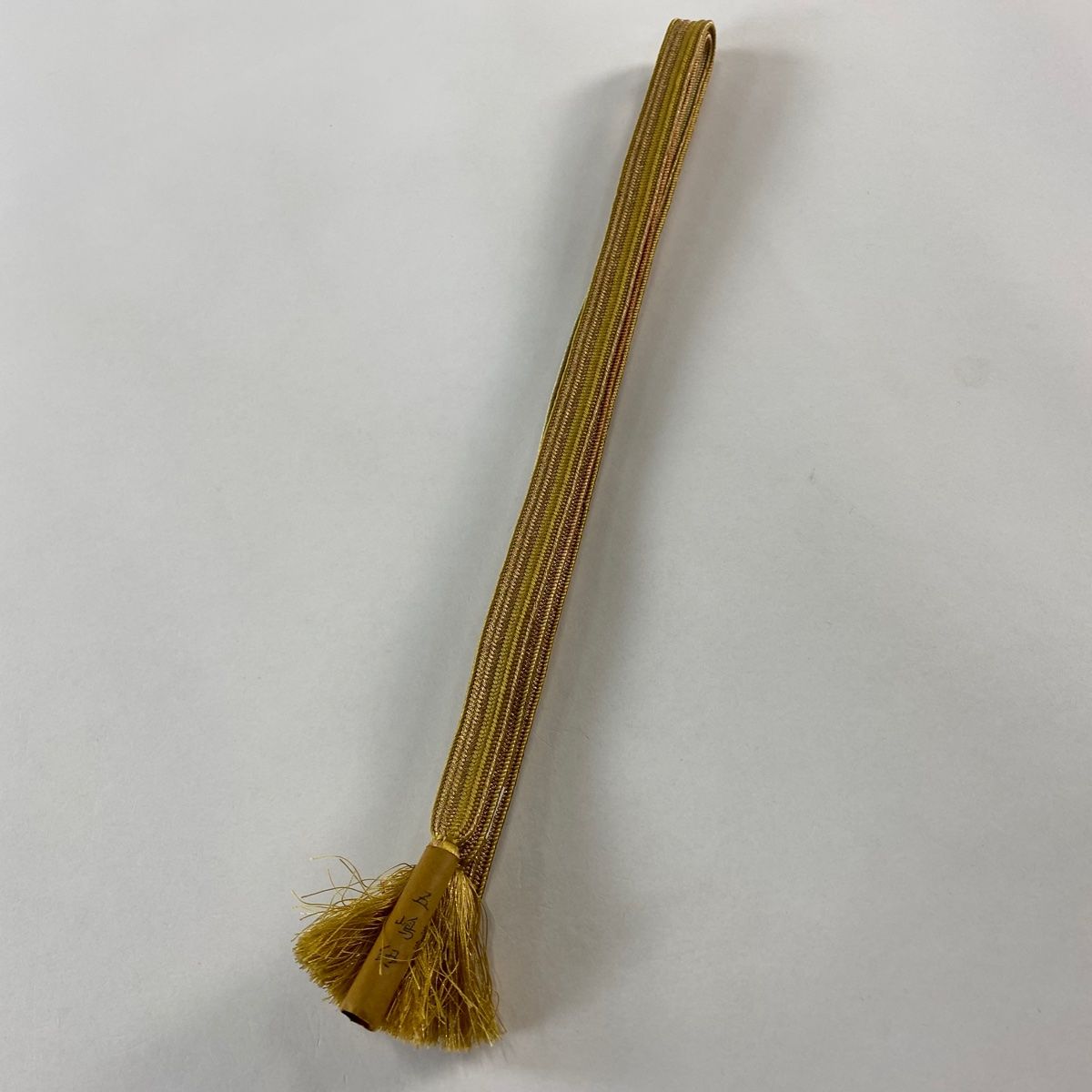 帯締め 名品 無形文化財 五嶋紐 江戸組紐 縞 金糸 山吹茶色 正絹 和装小物
