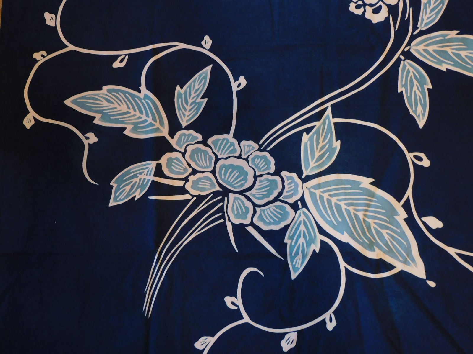 型染め のれん 牡丹 花 M-00522 / のれん 暖簾 木綿 藍染 民芸 天の川
