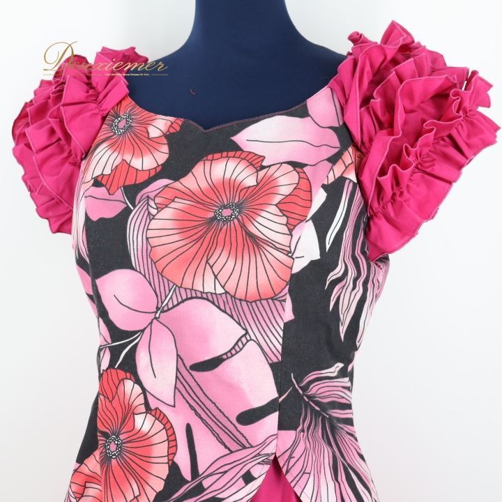 フラダンス 衣装 ワンピース ドレス ピンク系 アビバーレ 花柄