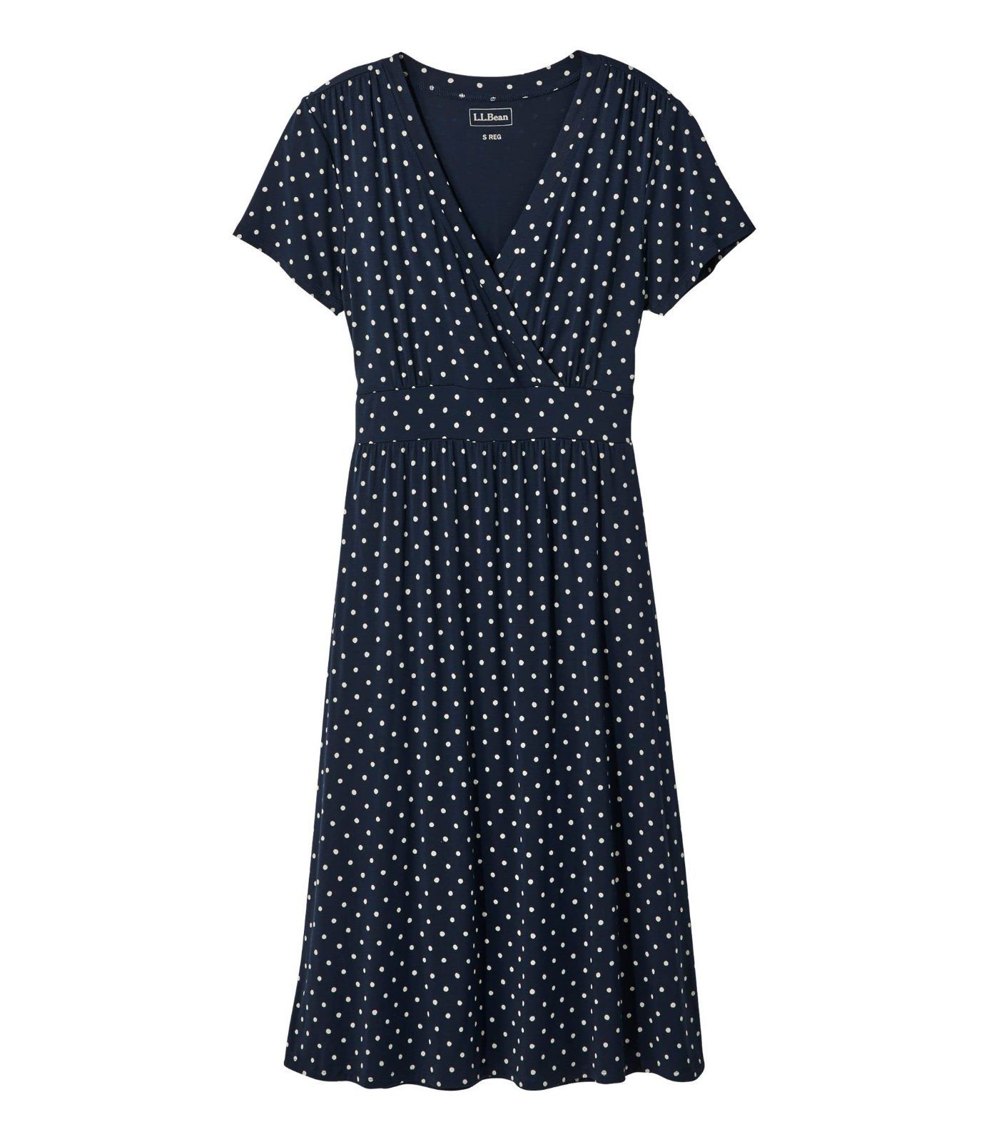 Size L_Color Classic Navy Dot エルエルビーン ウィメンズ サマー ニット ドレス 半袖 プリント ジャパン フィット Lサイズ Classic Navy Dot ネイビー ０ＵＳＢ９０１００６