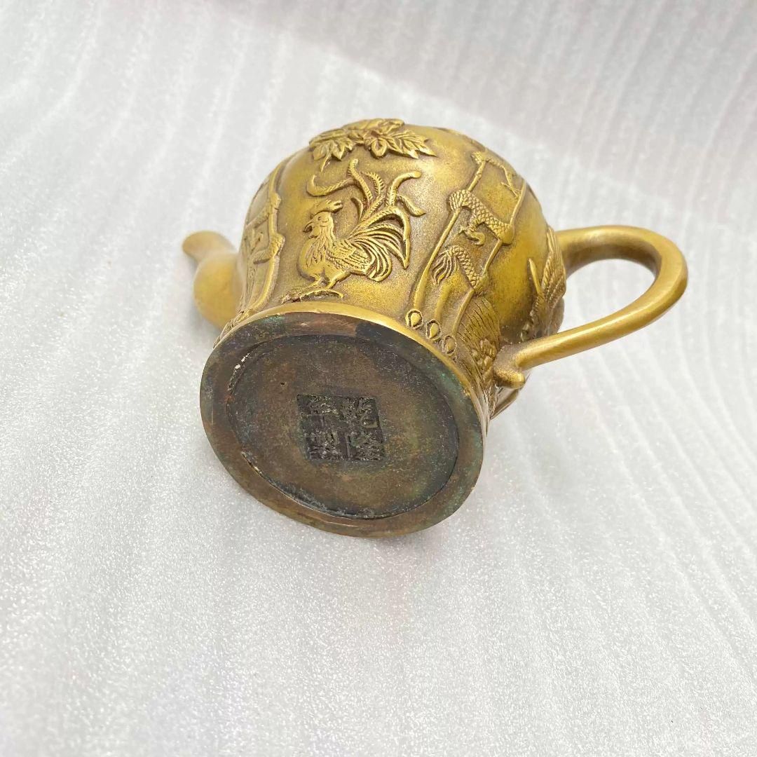 真鍮 八駿図茶壺 酒壺 茶道 工芸品 置物 - メルカリ