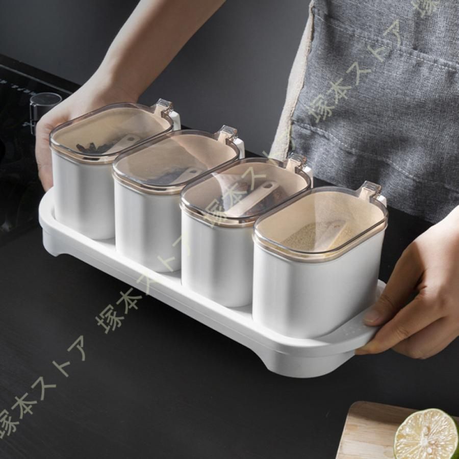 3個セット 4個セット 調味料入れ 使いやすい おしゃれ マーナ 調味料ポット 砂糖 塩入れ 塩 保存 調味料ケース 保存容器 粉物入れ 容器 小さじスプーン付
