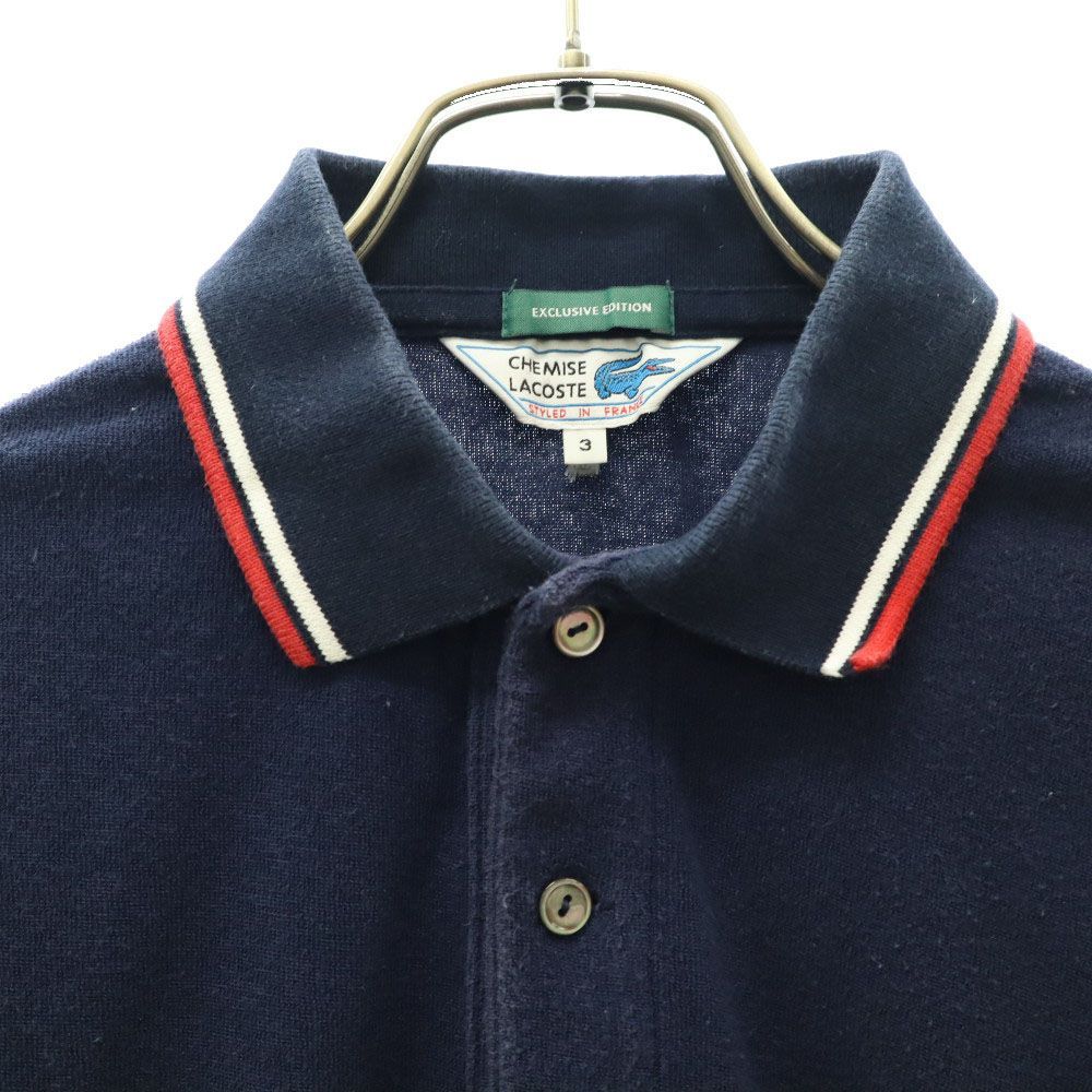 ラコステ 日本製 半袖 パイル地 ポロシャツ 3 ネイビー LACOSTE 青ワニ 