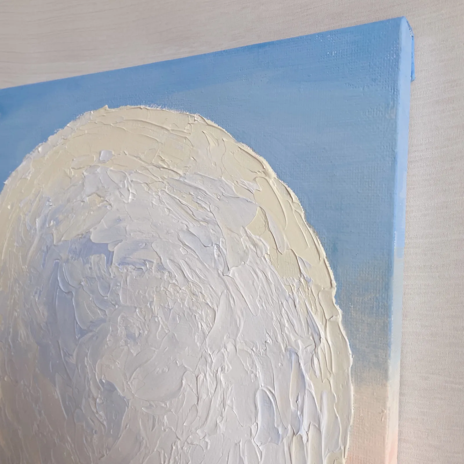 優しい月 テクスチャーアート キャンバス 絵画 空 綺麗 絵 夕方 夕焼け 