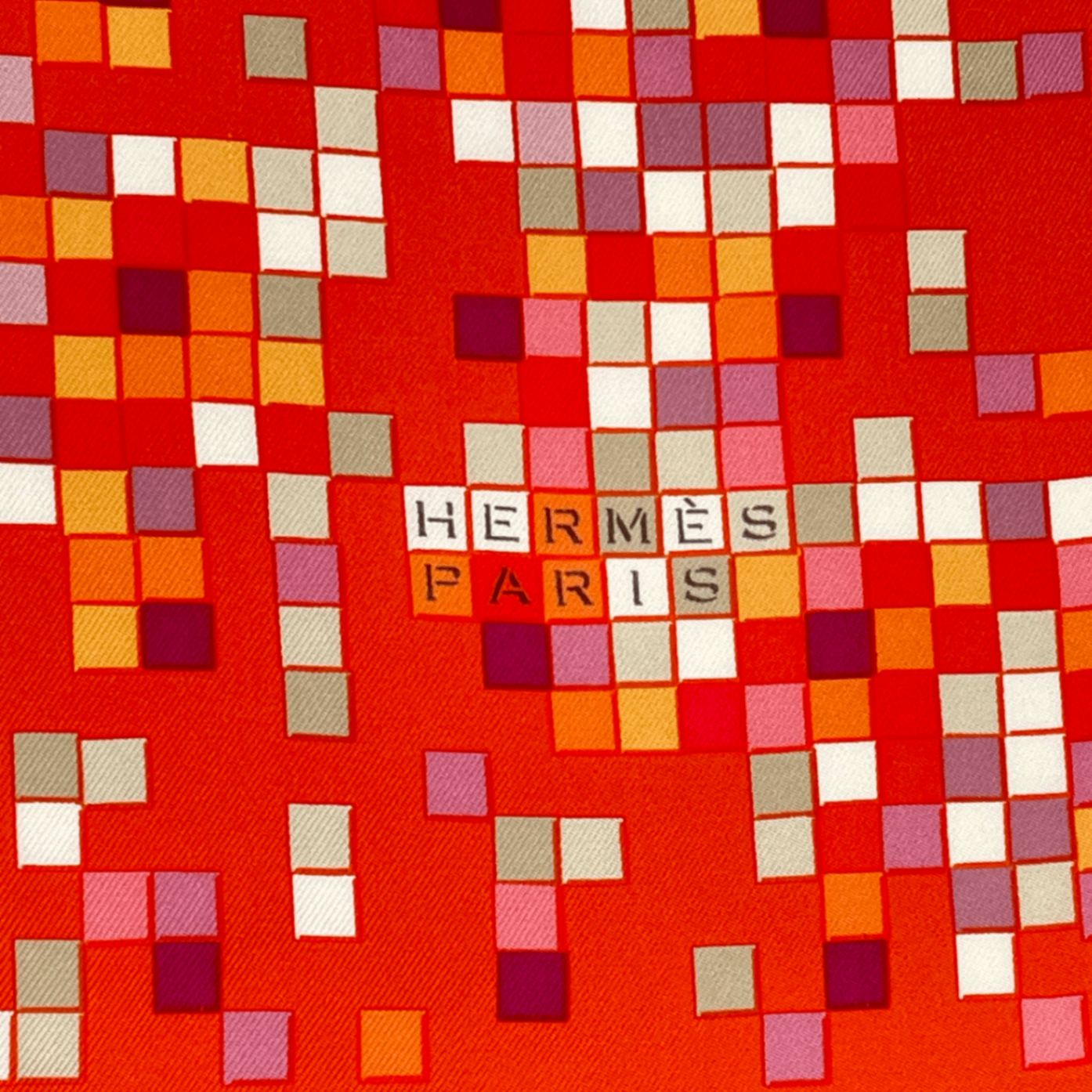 極美品 ★HERMES★ スカーフ カレ90 モザイク24 シルク オレンジ 箱