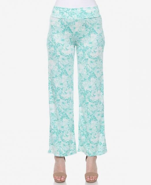 【送料無料】 ホワイトマーク レディース カジュアルパンツ ボトムス Women's Floral Print Wide Leg Palazzo Pants Green