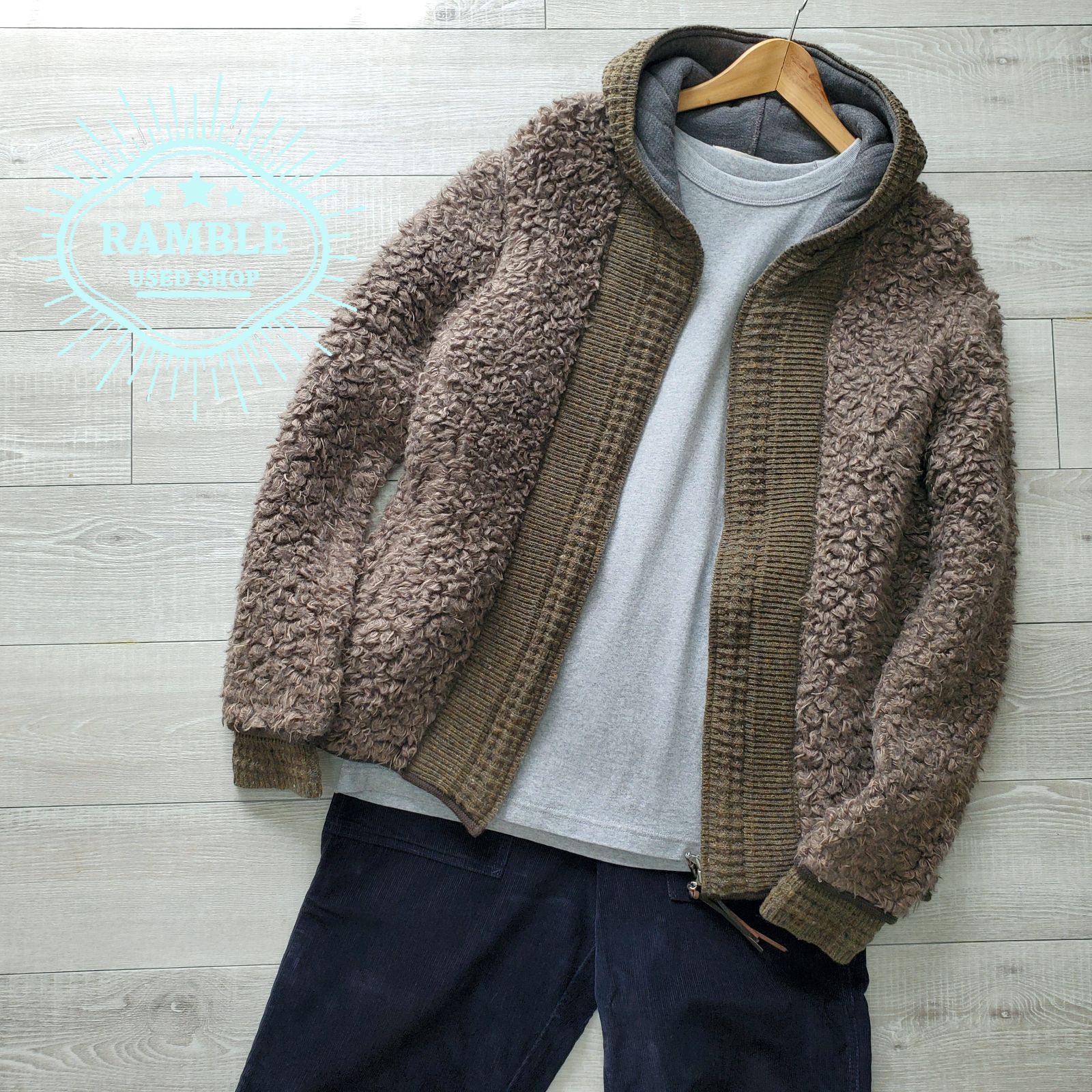 REMI RELIEFレミレリーフ□美品 16年 Poodle boa hoodie jacket 日本製 