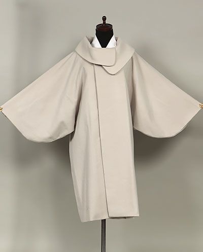 eha3202 カシミヤ混 ロール衿 和装用 ロングコート サンドベージュ