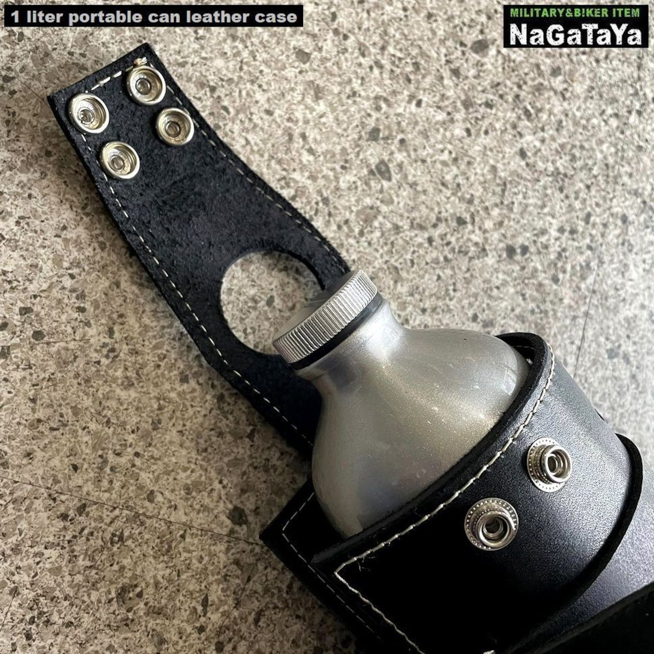 本革 レザー ボトル ホルダー ガソリン 1L 携行缶用 黒 ブラック Black