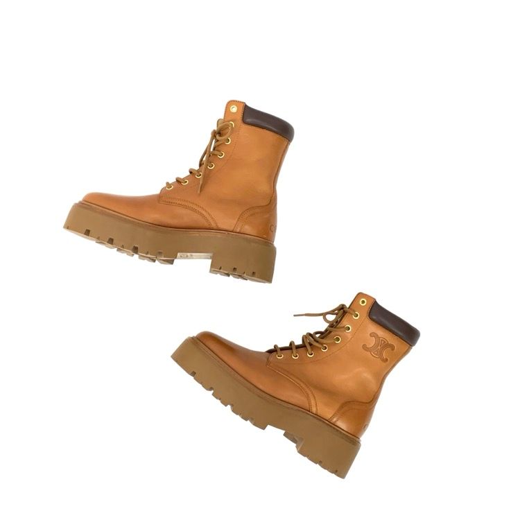 CELINE ブラウン レースアップブーツ