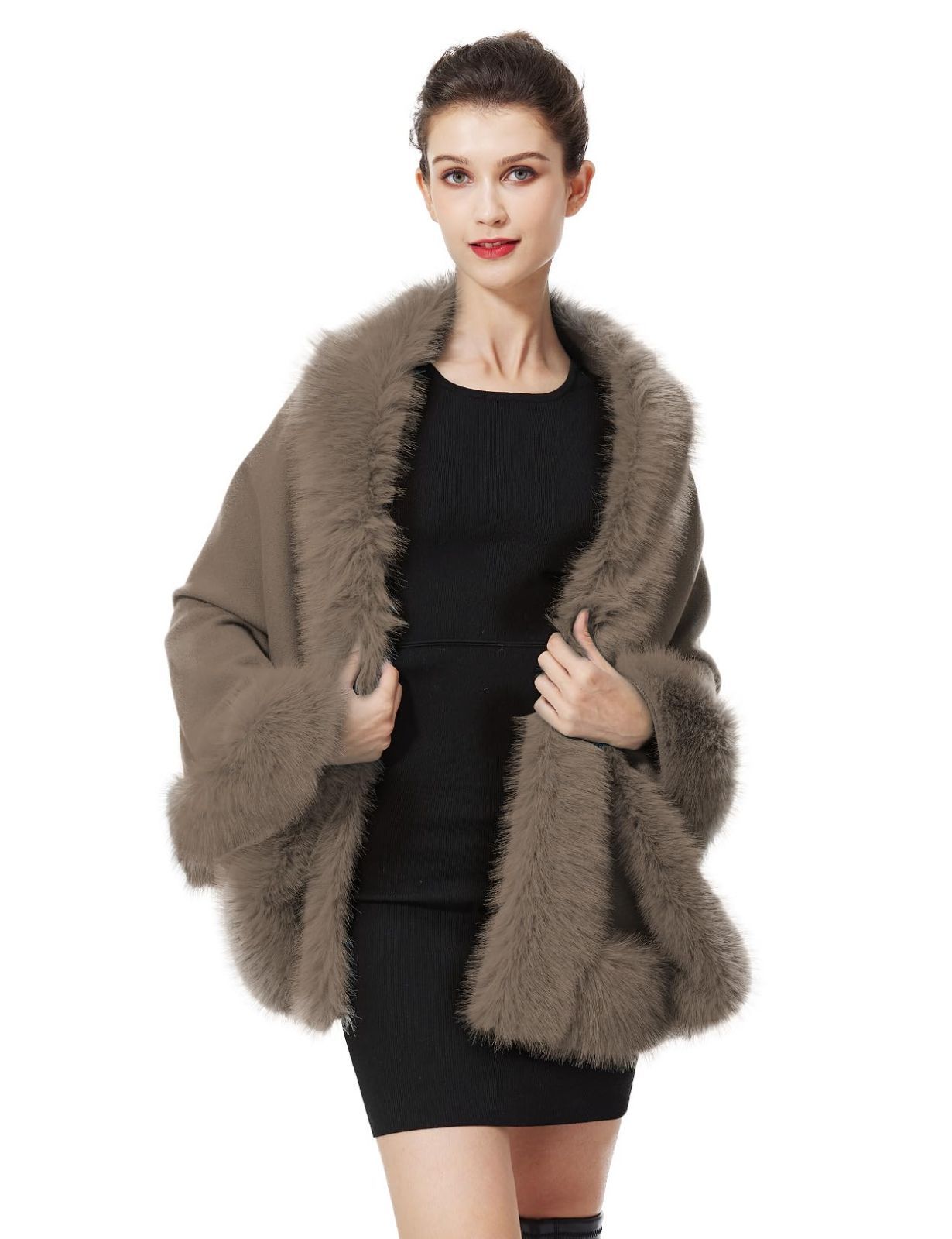 [BEAUTELICATE] ショール レディース 厚手 ストール 大判 ファー 暖かい フェイクファー 冬 ボレロ 結婚式 パーティー 成人式 入学式 クリスマス ドレス