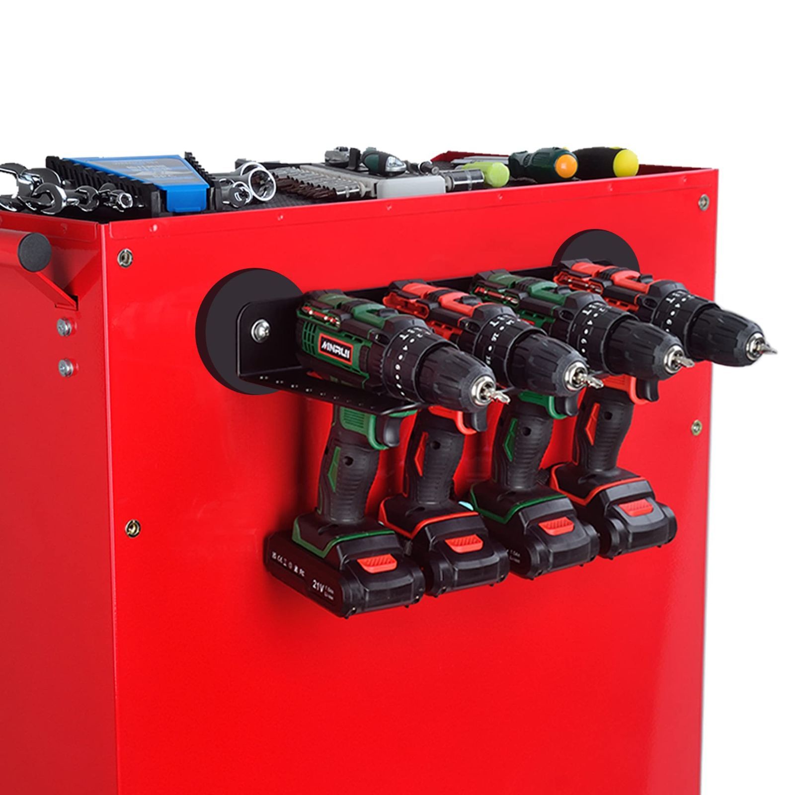 Style マグネット式電動工具オーガナイザー ULIBERMAGNET 電動工具オーガナイザー ユーティリティストレージラックシェルフ ドライバーホルダー付き 壁取り付け 高耐久 コードレスドリルホルダー 取り外しなツールラック ガレージ ワークショップ