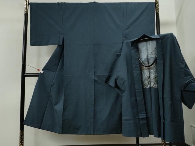 平和屋着物□上質な紬 幾何学文様 黒地 正絹 逸品 CAAT6686xi