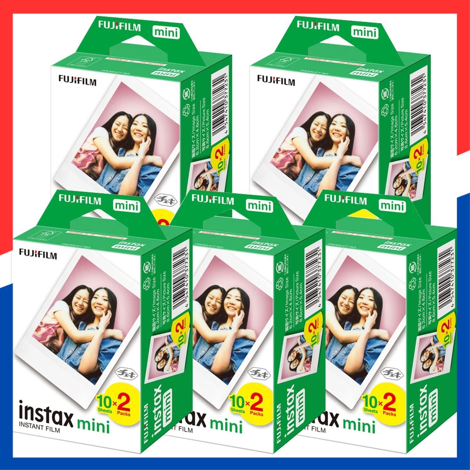チェキフイルム instax mini 富士フィルム 2パック品 JP2 20枚入り ×5個セット 100枚入