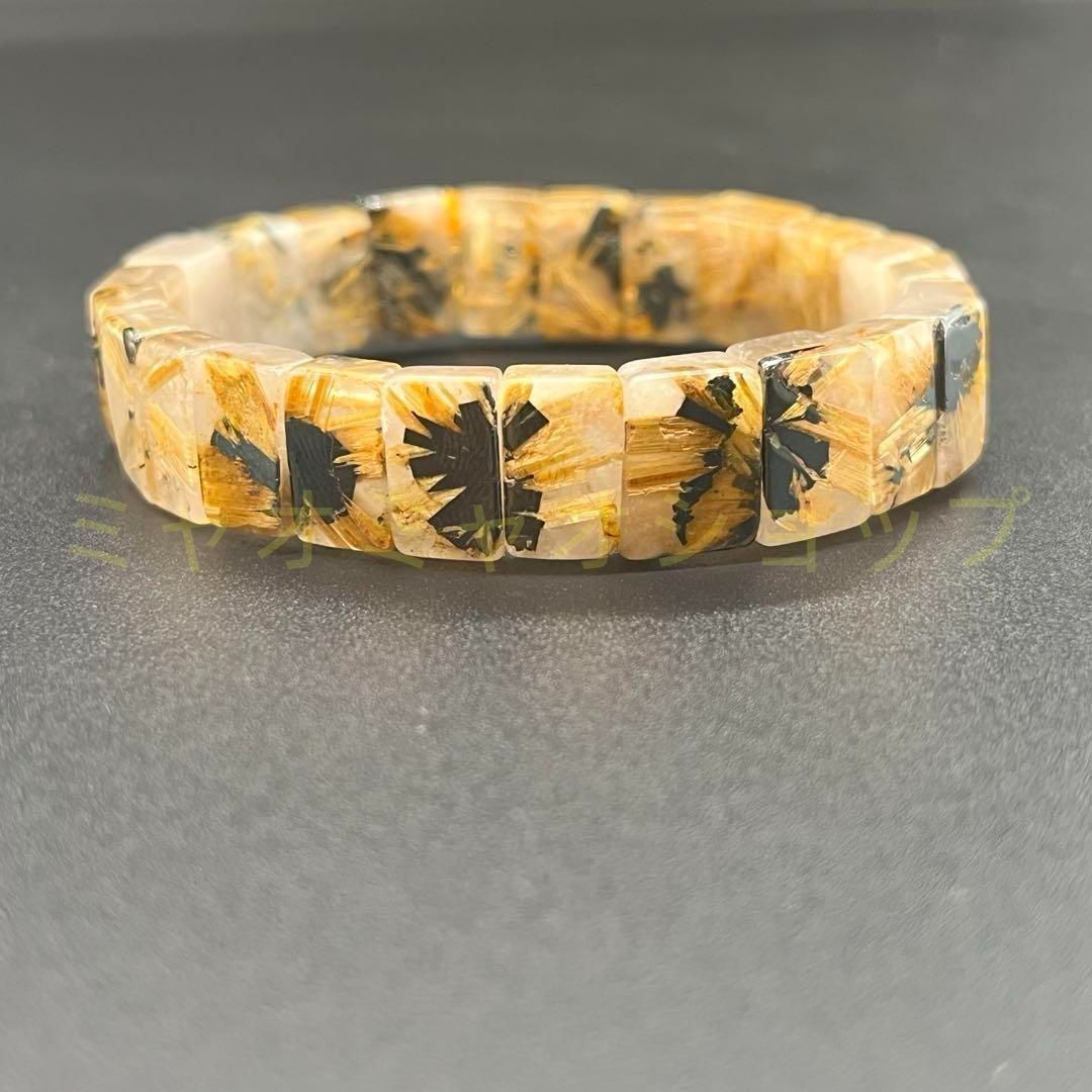 ゴールドルチル ルチルクォーツ タイタンルチル 太陽ルチル バングル ブレスレット 金針 金運 ひまわり ゴールド ブラック メンズ レディース ユニセックス ブラジル産
