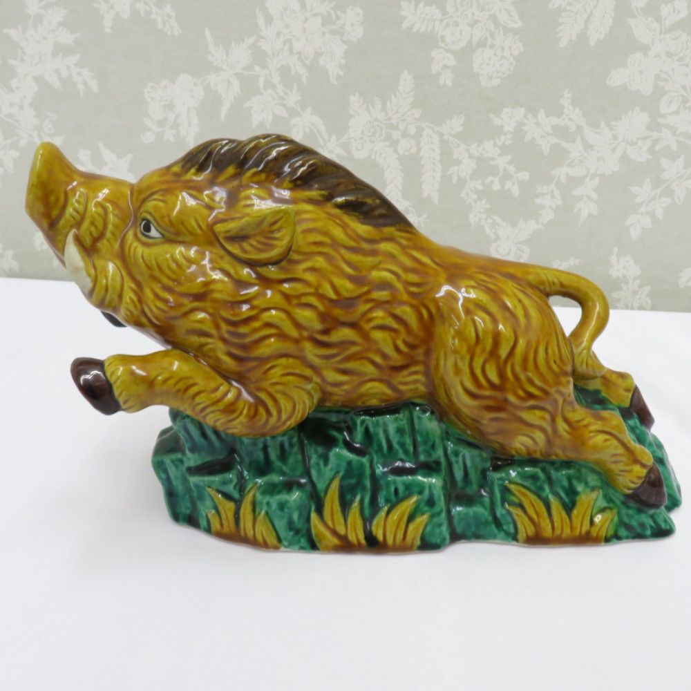 九谷焼 骨董・民芸品 九谷清章 糠川清章 干支 亥 猪 置物 九谷焼 骨董・民芸品 九谷清章 糠川清章 干支 亥 猪 置物