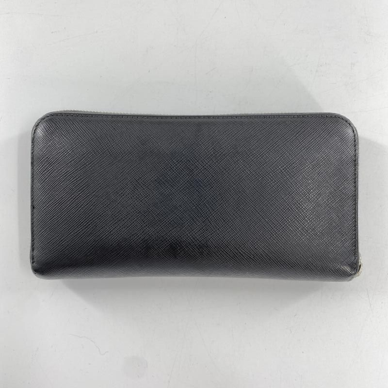 中古】PRADA ラウンドジップウォレット ブラック プラダ