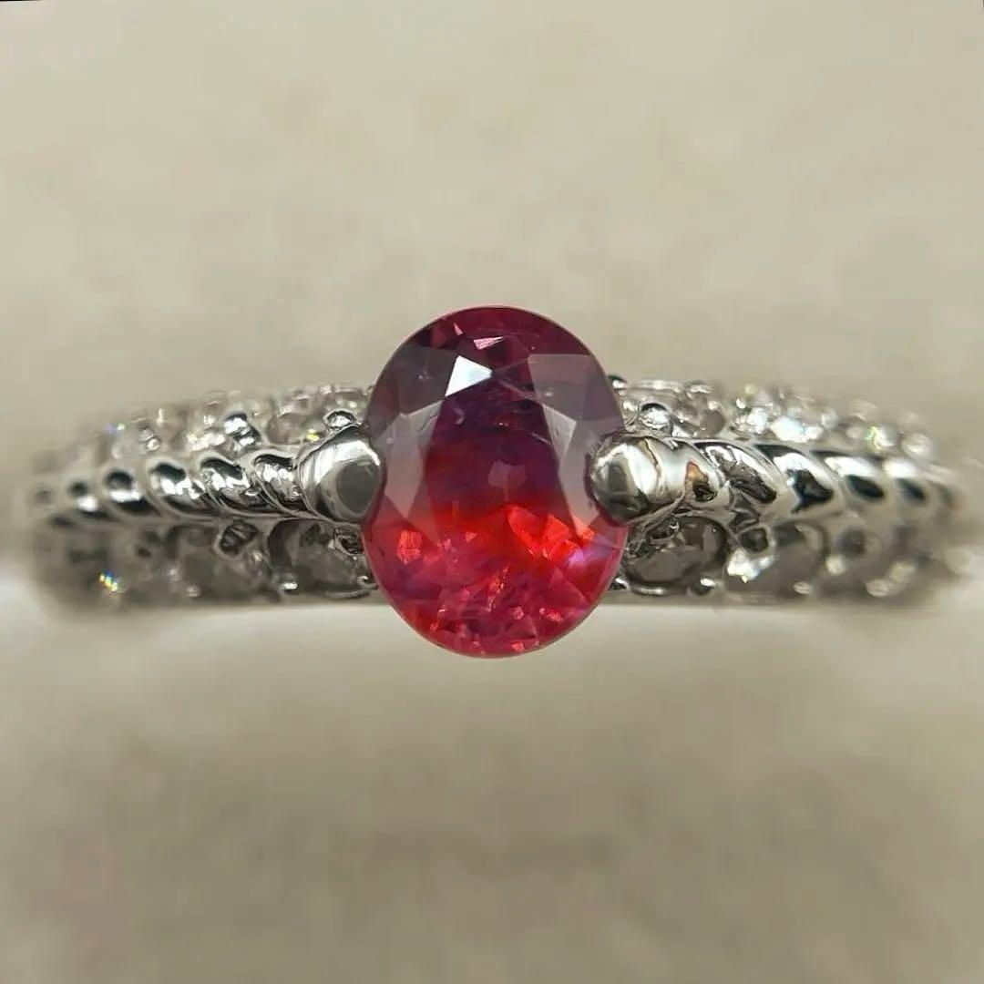 JJ103☆高級パパラチアサファイア0.95ct D pt リング AIGS鑑付 - メルカリ