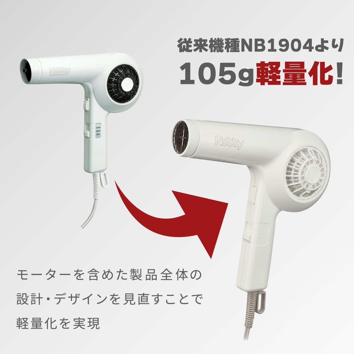 テスコム Nobby ヘアードライヤー NB1905 ホワイト ドライヤー ヘア