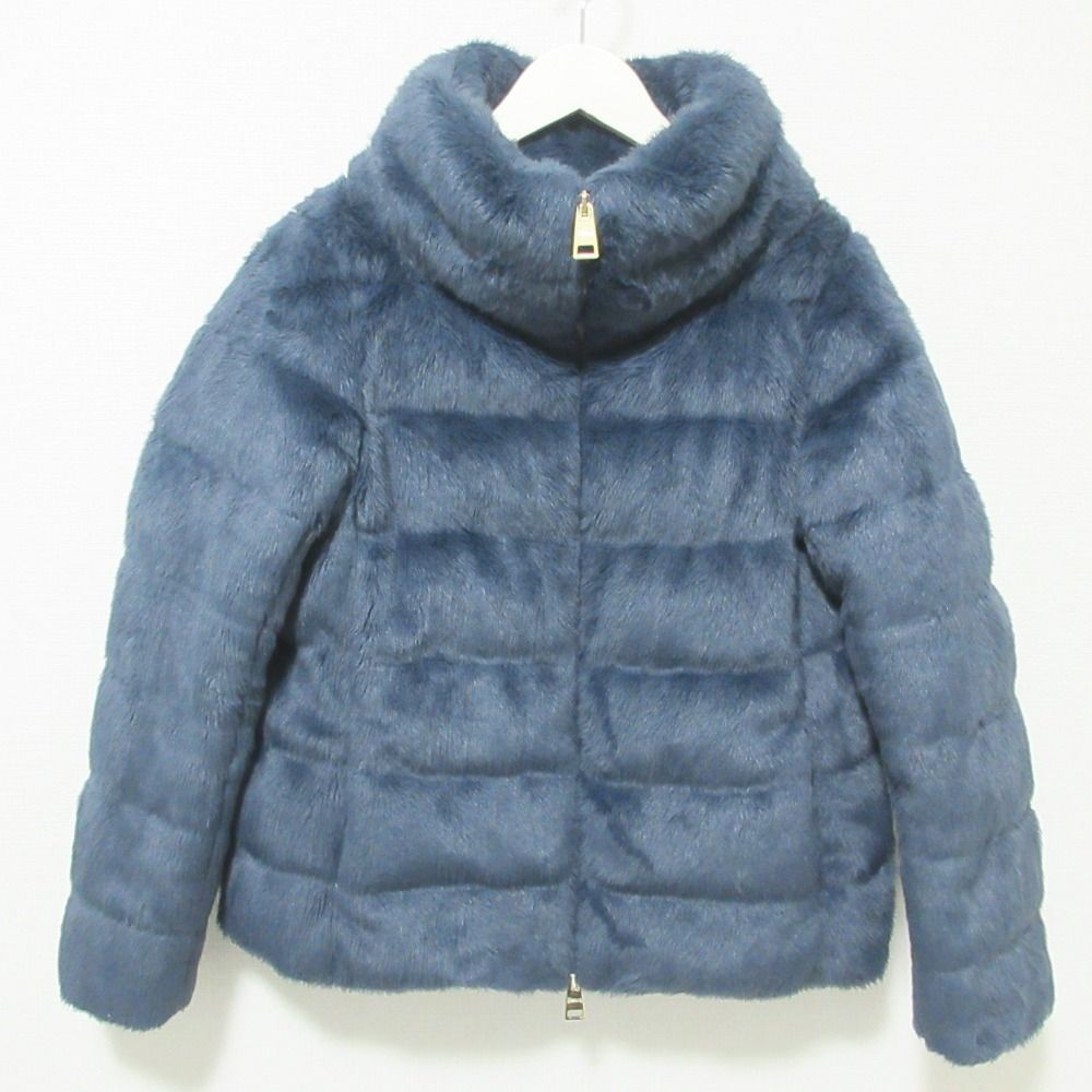 美品 22AW Herno ヘルノ FAUX FUR DOWN JACKET エコファー ショートダウンジャケット ブルゾン PI1166D ...