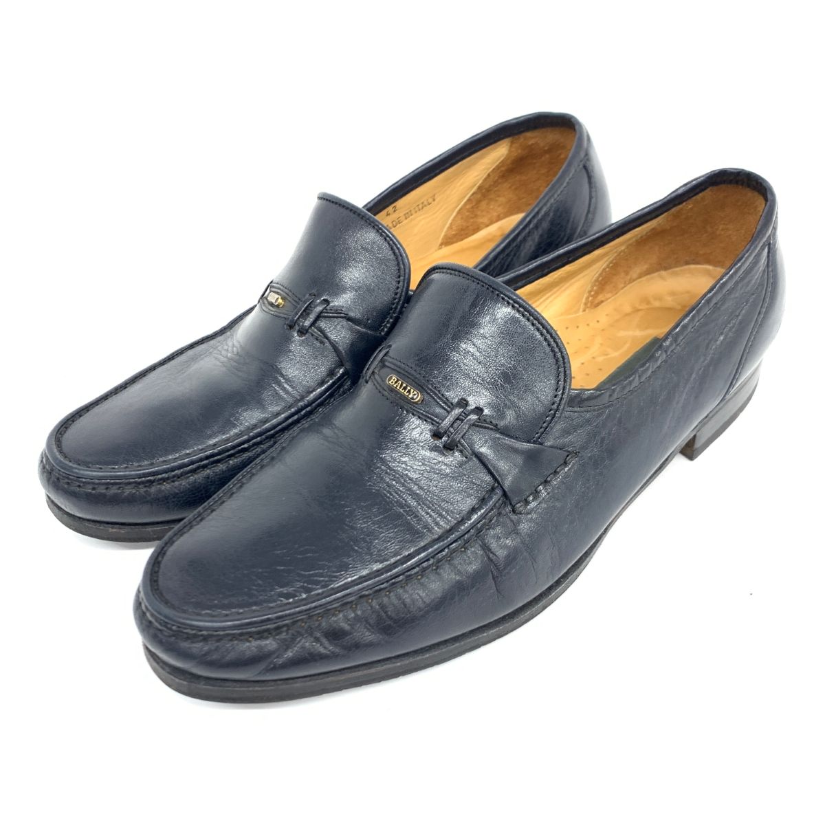 BALLY ネイビー レザー ローファー