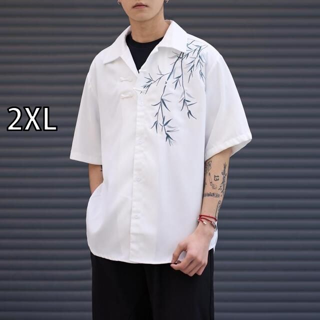 [2XL]秋冬 コーデ メンズ  服 シンプル ファッション オシャレ 大人 かっこいい 大きいサイズ ストリート 紳士服  チュニック スーツ ボタン 半袖 シャツ ハイエンド 唐 長袖 ジャケット