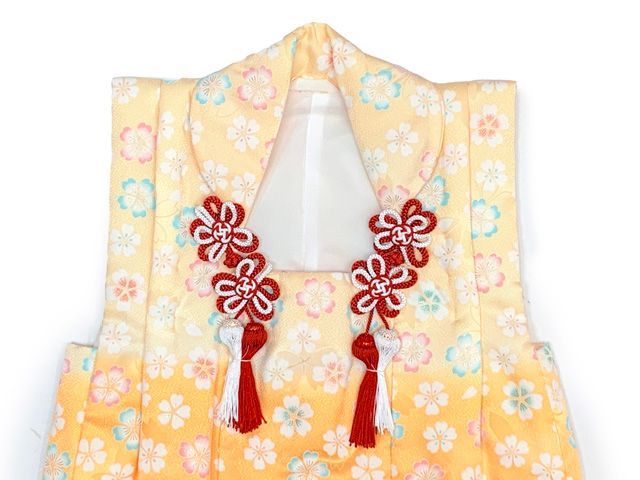 七五三 三歳 女の子 被布セット 正絹被布コート 草履 巾着 足袋 4点コーデセット クリームｘ山吹ぼかし 桜 IHF867-4set01 USTAUSTRALIA_COM_AU