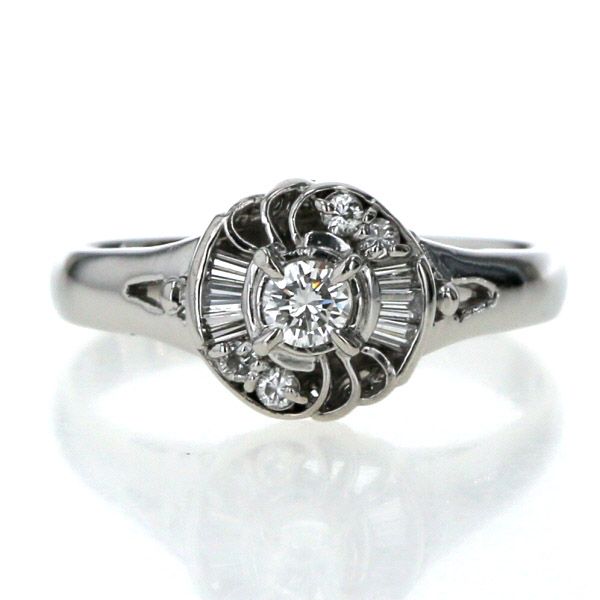 値下げ Pt900 プラチナ リング ダイヤモンド 0.18ct/0.12ct サークル 