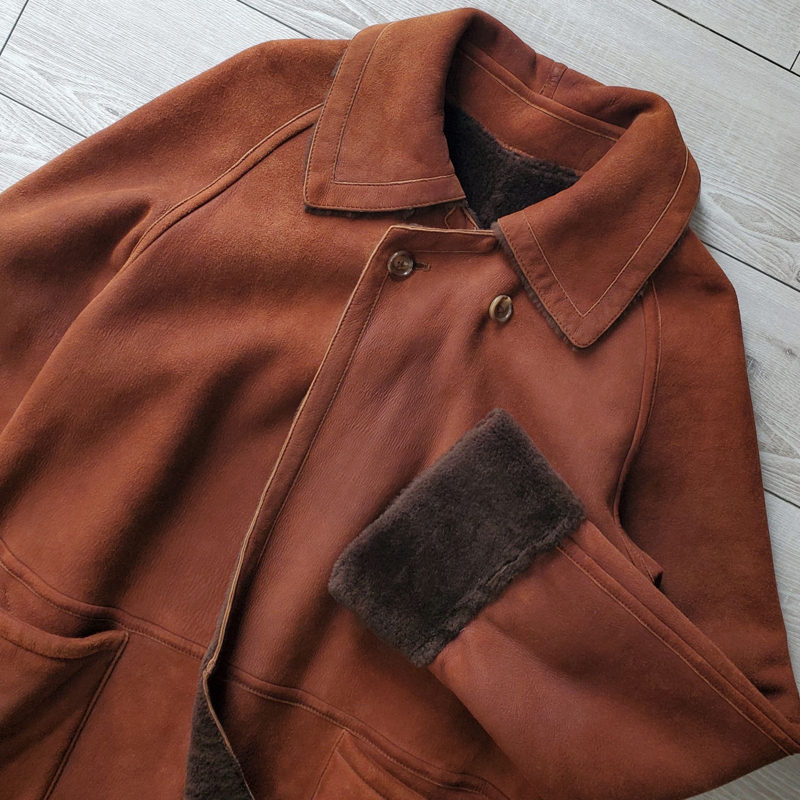 イタリア名門　サルフラ　46 レザーコート　コート　Salfra　Valstar SALFRAサルフラ□美品 イタリア製 70s vintage 最高級 羊革×羊毛