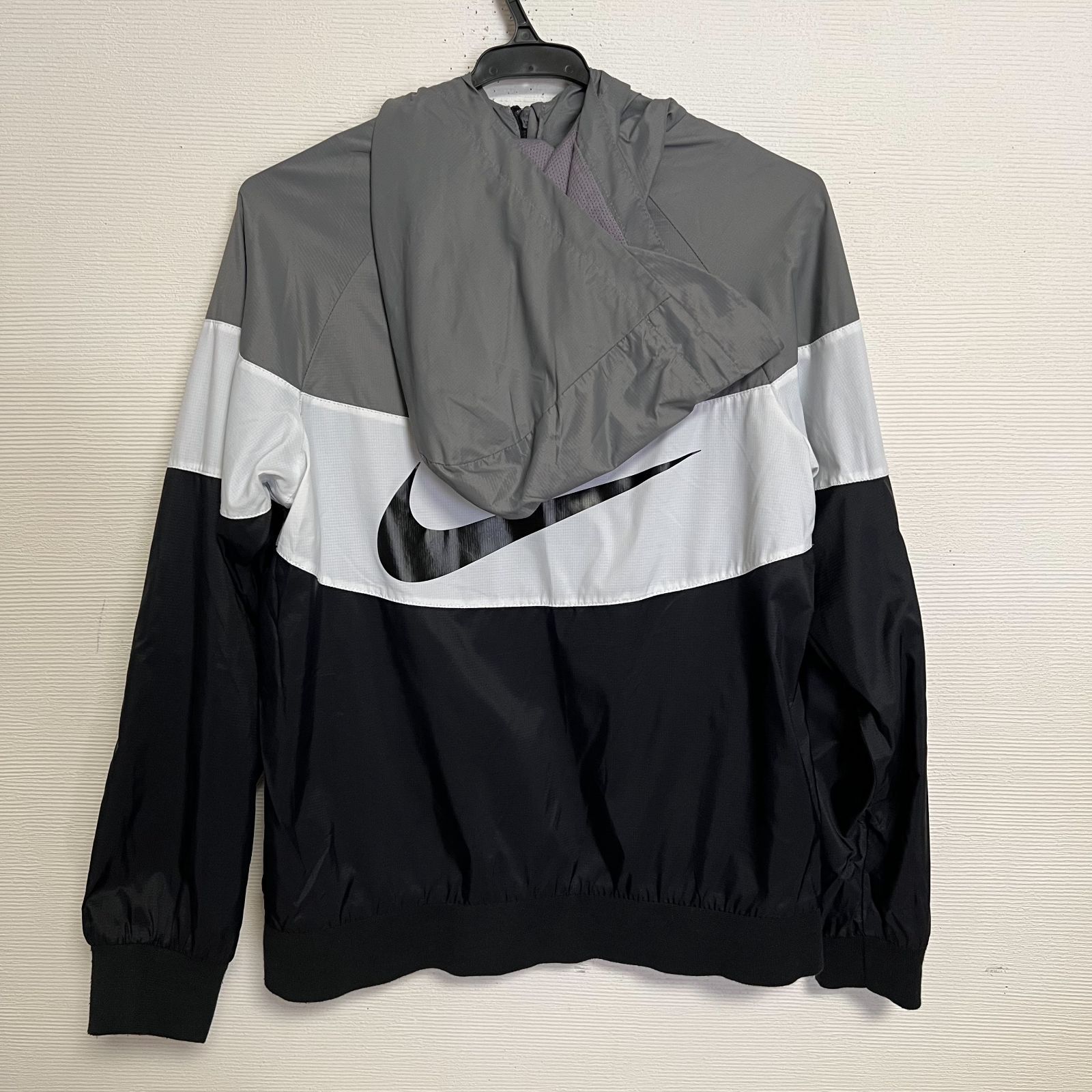 古着 美 NIKE ナイキ キッズ 男の子 ナイロンジャージ 白×グレー