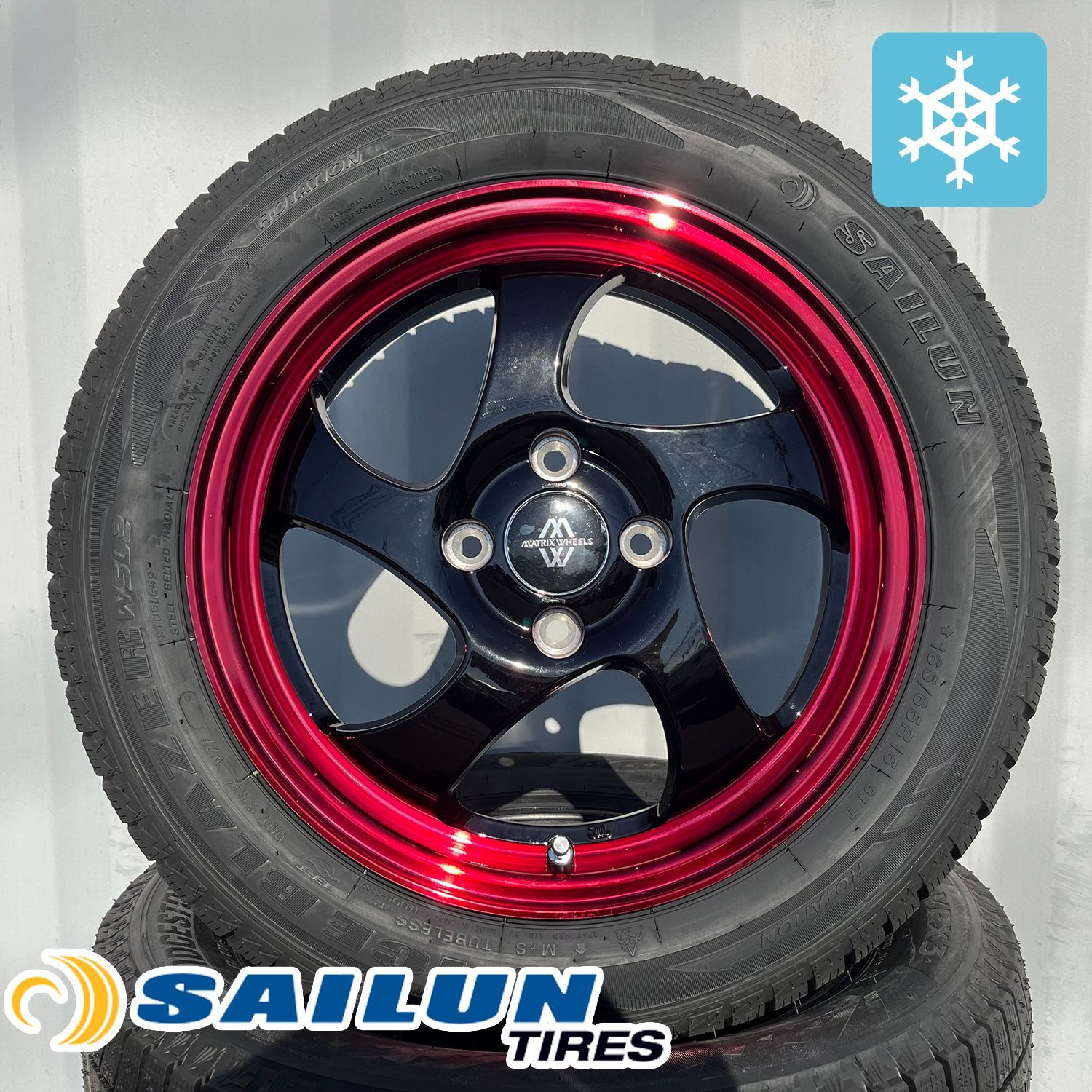 新品】スタッドレスタイヤ ホイール4本セット 15インチ 軽自動車用 