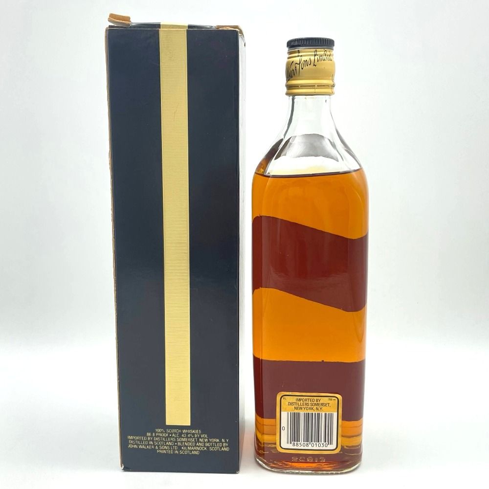ジョニーウォーカー - Johnnie Walker (ジョニーウォーカー) ウイスキー ブラックラベル 12年 金キャップ 金淵ラベル 金ラベル 推定1980年代中期流通品 海外ラベル 750ml 43％ 洋酒 古酒 未開栓 ジョニーウォーカー ブラックラベル 12年 金キャップ 金淵ラベル