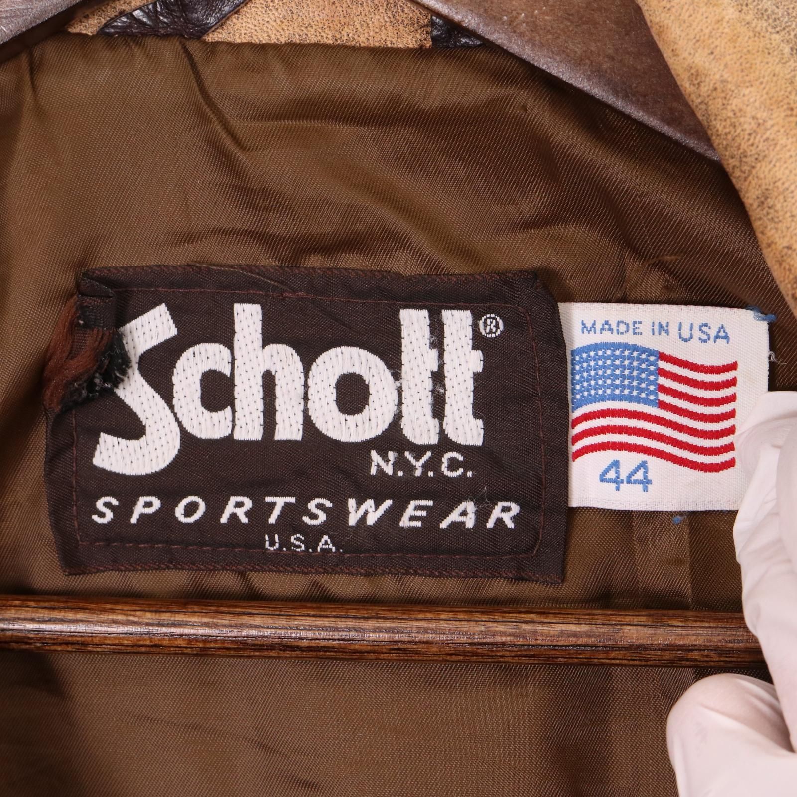 80年代 USA製 Schott ショット レザージャケット ブラウン (メンズ 44