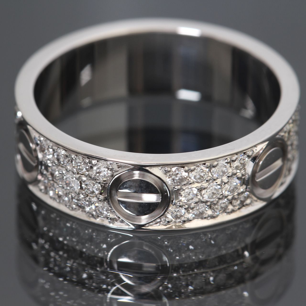 美品 カルティエ Cartier ラブリング 750 WG パヴェ アフター