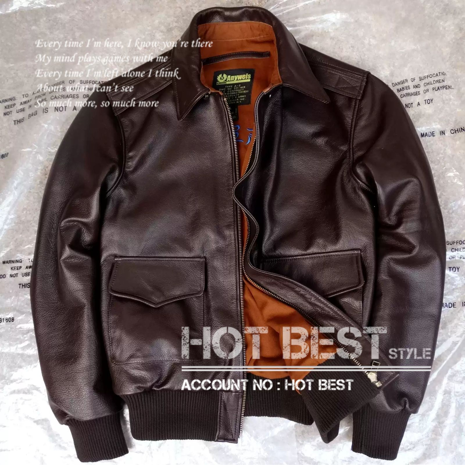 上質　メンズ　レザー　ジャケット　カウハイド　牛革 復刻30´ｓ USAF TYPE A-2 フライトジャケット  タンニンなめし 染料仕上げ カウハイド 復刻30's USAF TYPE A-2 フライトジャケット メンズ 革