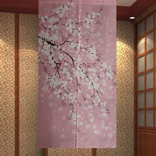 のれん 暖簾 カーテン ロング 目隠し インテリア オシャレ 可愛い 桜 富士山