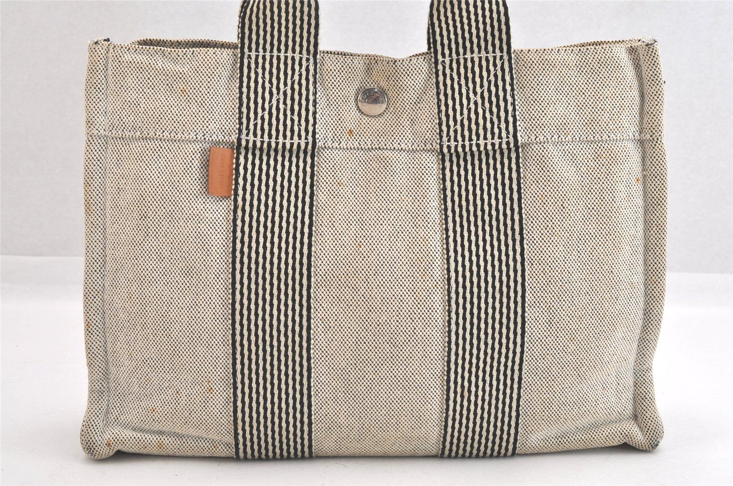 HERMES エルメス ニューフールトゥ PM トートバッグ グレー キャンバス