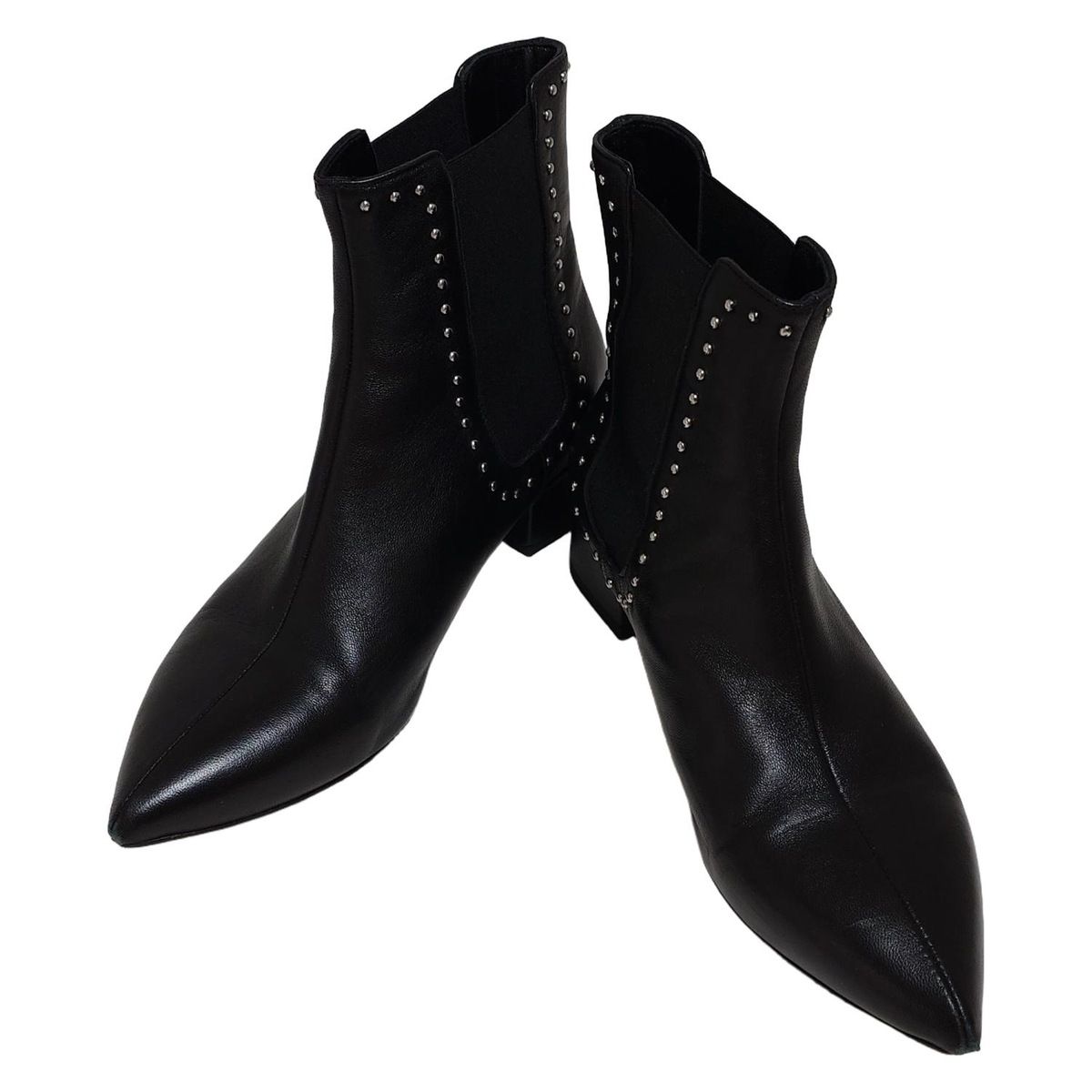 FABIO RUSCONI ファビオルスコーニ ショートブーツ 35 レディース - 黒×シルバー サイドゴア|スタッズ レザー