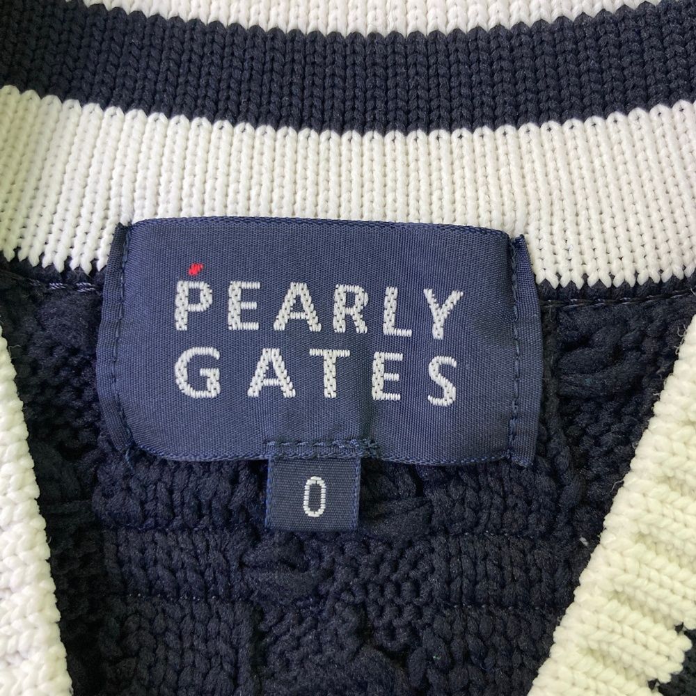 サイズ：0 PEARLY GATES パーリーゲイツ  Vネック切替ニットベスト  ネイビー系 [240101472700] ゴルフウェア レディース ストスト サイズ：0 PEARLY GATES パーリーゲイツ Vネック ニットベスト
