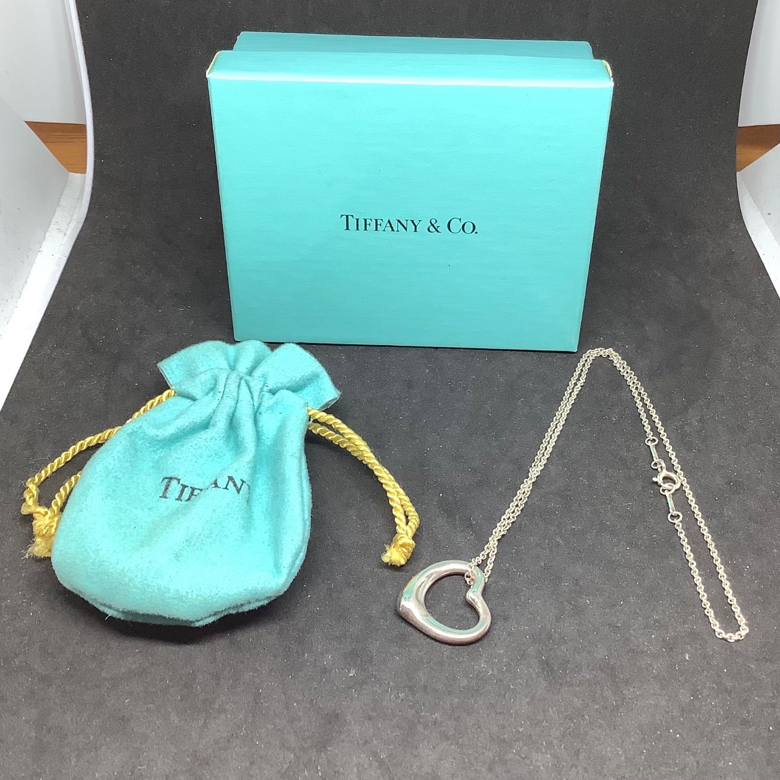 Tiffany & Co. オープンハートネックレス 箱・巾着袋付 箱・巾着付き